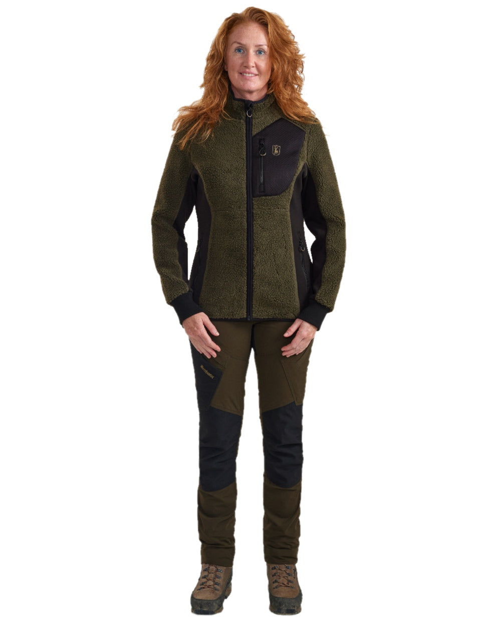 Adventure Green Coloured Deerhunter Lady Roja Fiber Pile Jacket On A White Background #colour_adventure-green