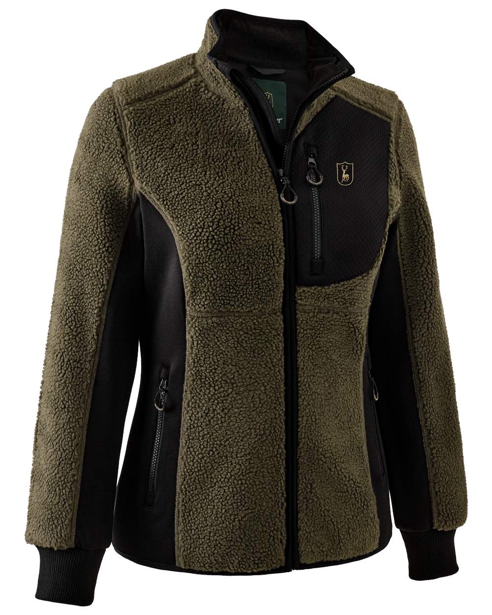 Adventure Green Coloured Deerhunter Lady Roja Fiber Pile Jacket On A White Background #colour_adventure-green