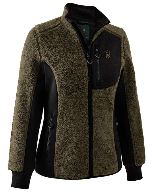 Adventure Green Coloured Deerhunter Lady Roja Fiber Pile Jacket On A White Background #colour_adventure-green