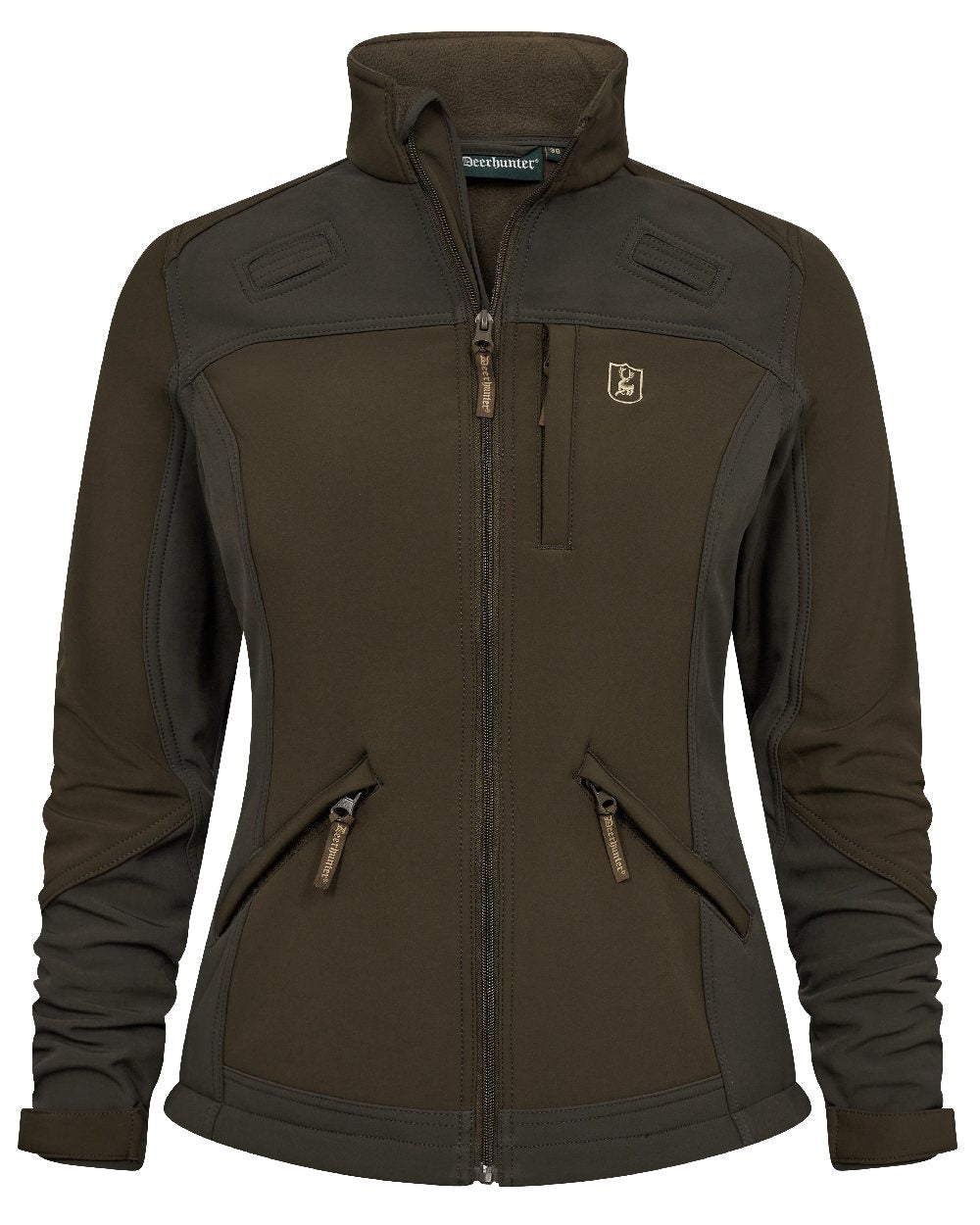Fallen Leaf coloured Deerhunter Lady Roja Softshell Jacket on white background #colour_fallen-leaf