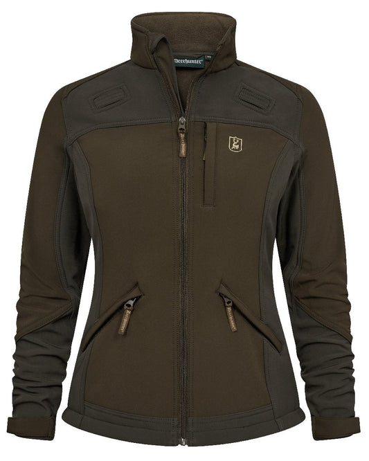 Fallen Leaf coloured Deerhunter Lady Roja Softshell Jacket on white background #colour_fallen-leaf