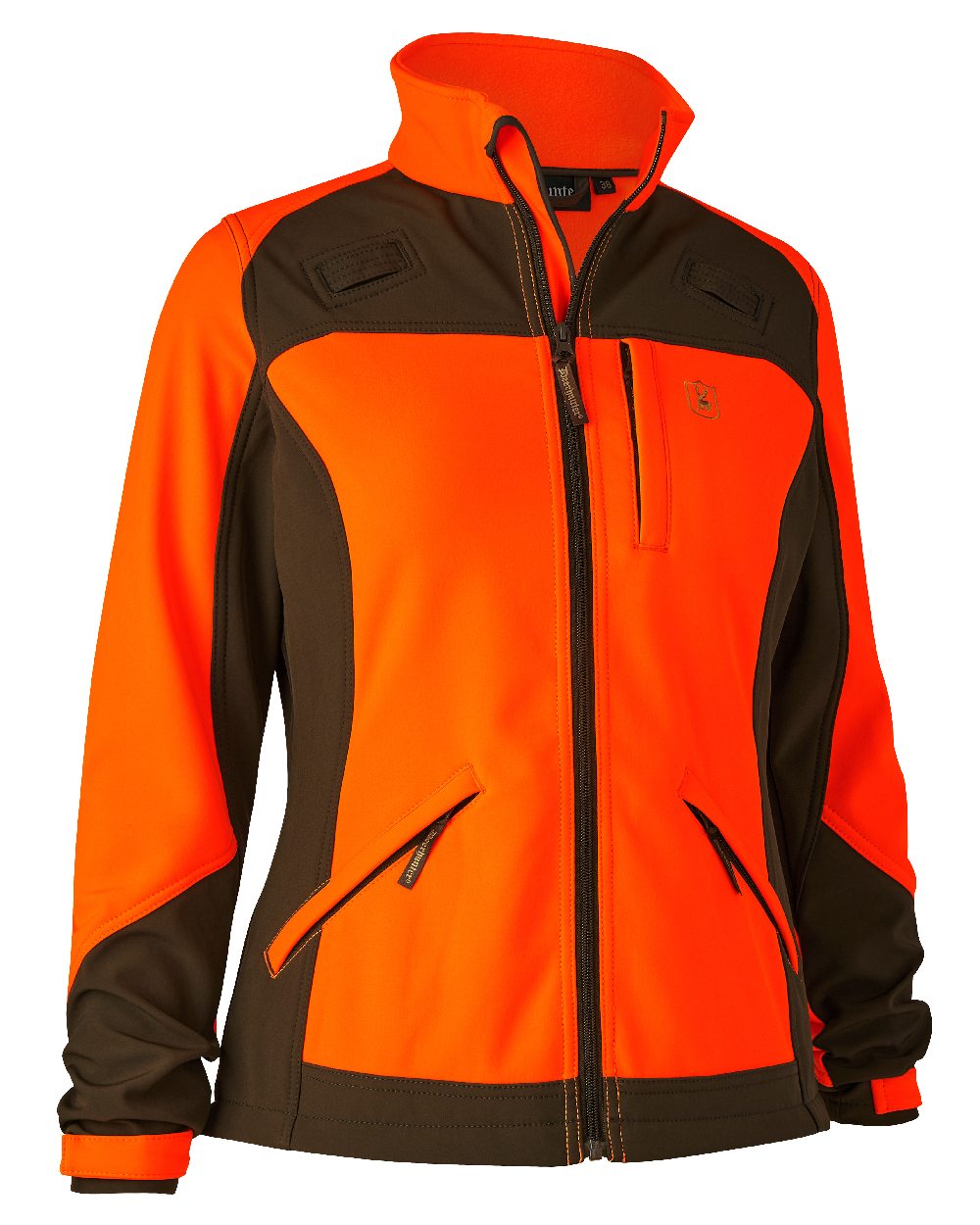 Orange coloured Deerhunter Lady Roja Softshell Jacket on white background #colour_orange
