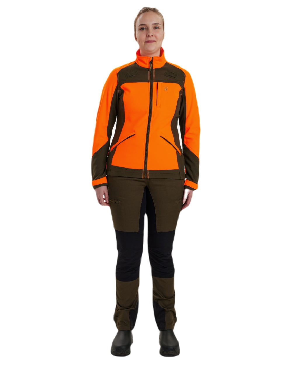 Orange coloured Deerhunter Lady Roja Softshell Jacket on white background #colour_orange