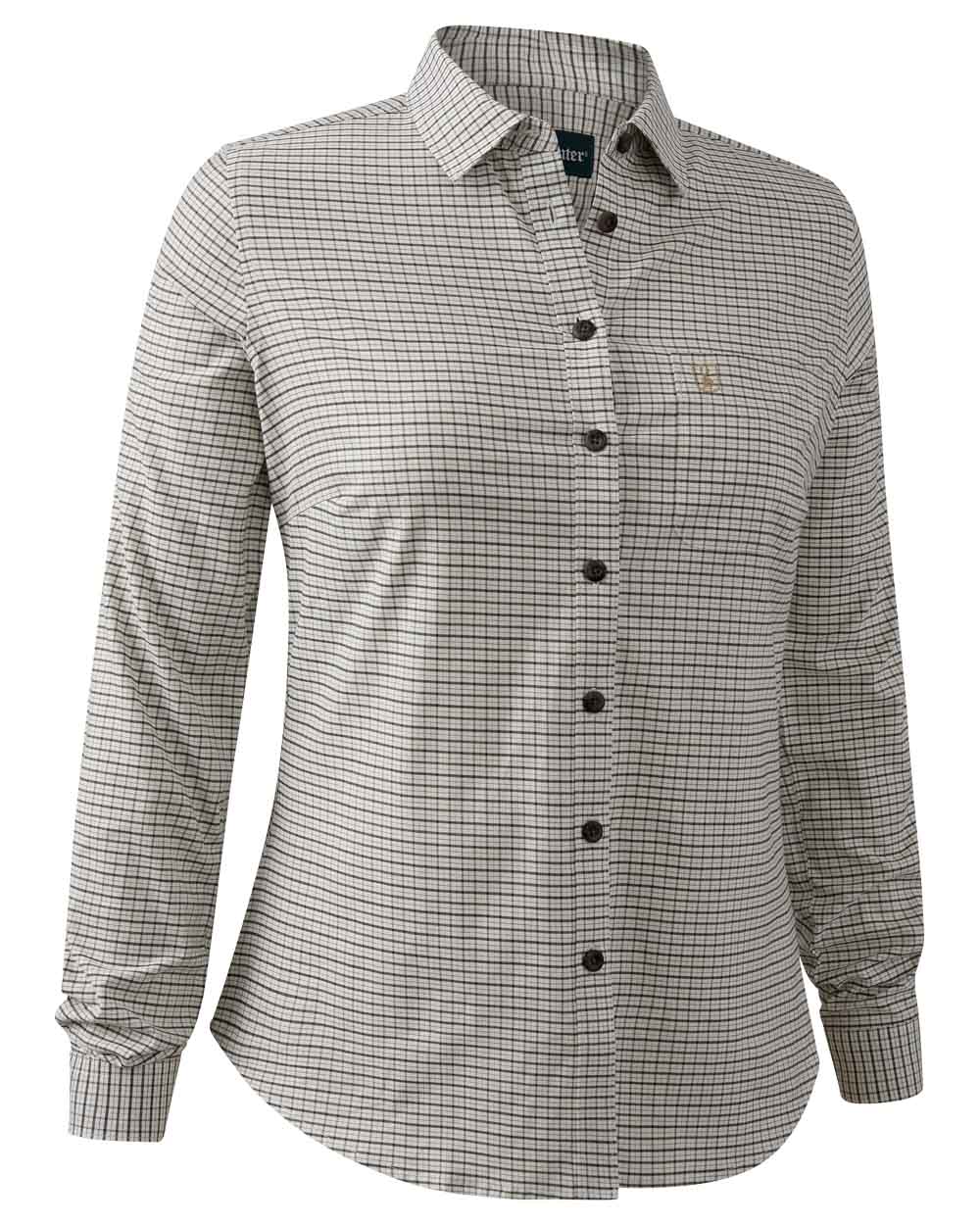 Green Check coloured Deerhunter Lady Sara Shirt on white background #colour_green-check