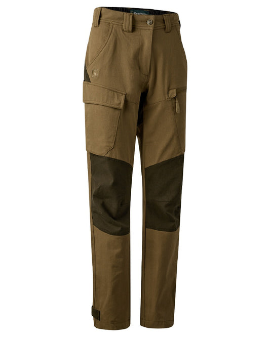 Butternut Fallen Leaf coloured Deerhunter Lady Sarek Full Stretch Trousers on white background #colour_butternut-fallen-leaf