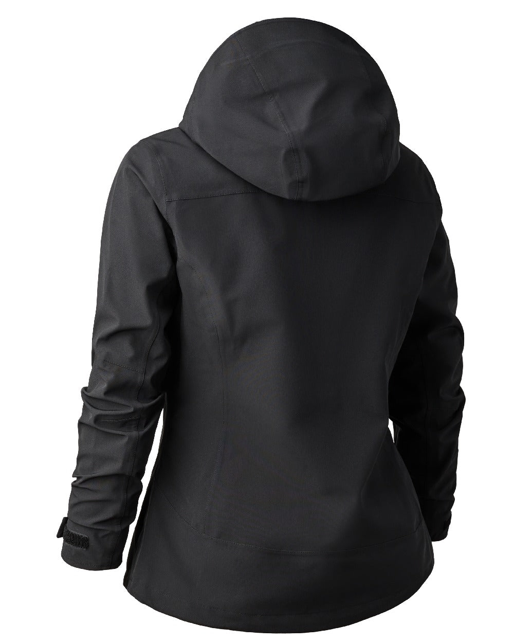 Black coloured Deerhunter Lady Sarek Shell Jacket with Hood on white background #colour_black