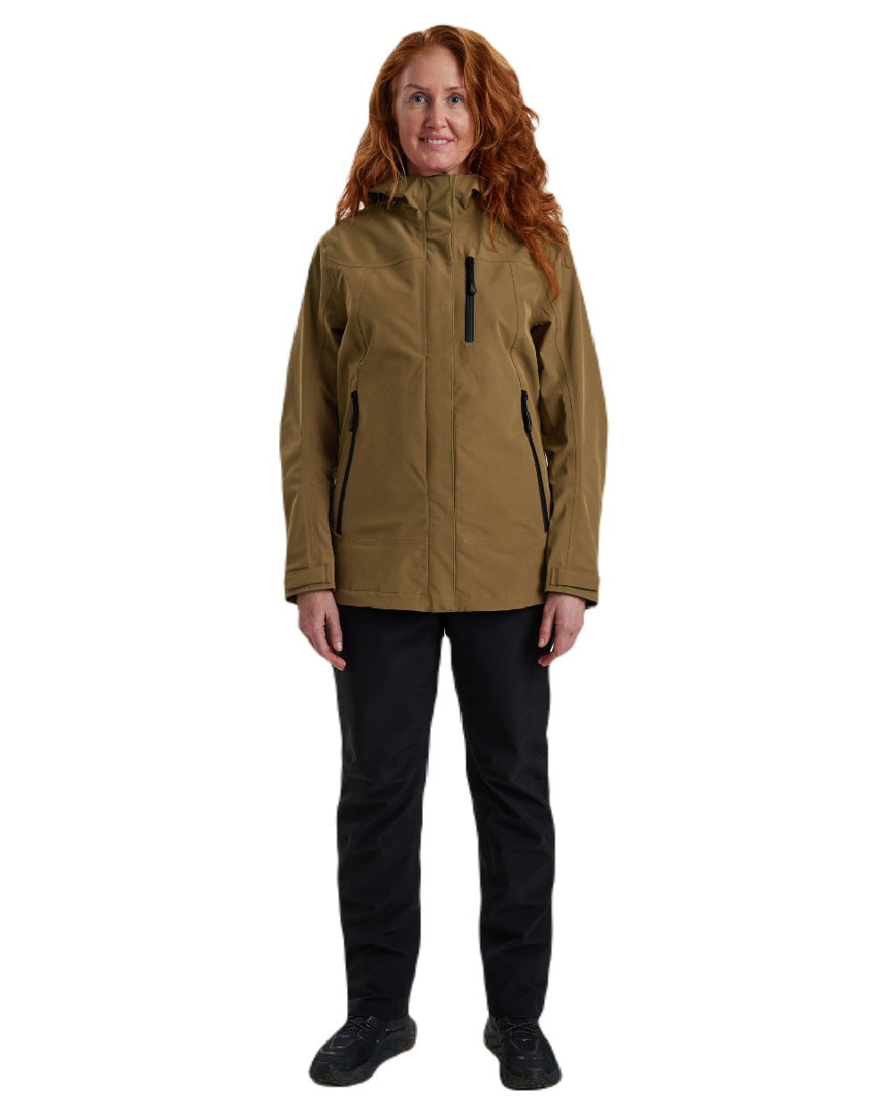 Butternut coloured Deerhunter Lady Sarek Shell Jacket with Hood on white background #colour_butternut