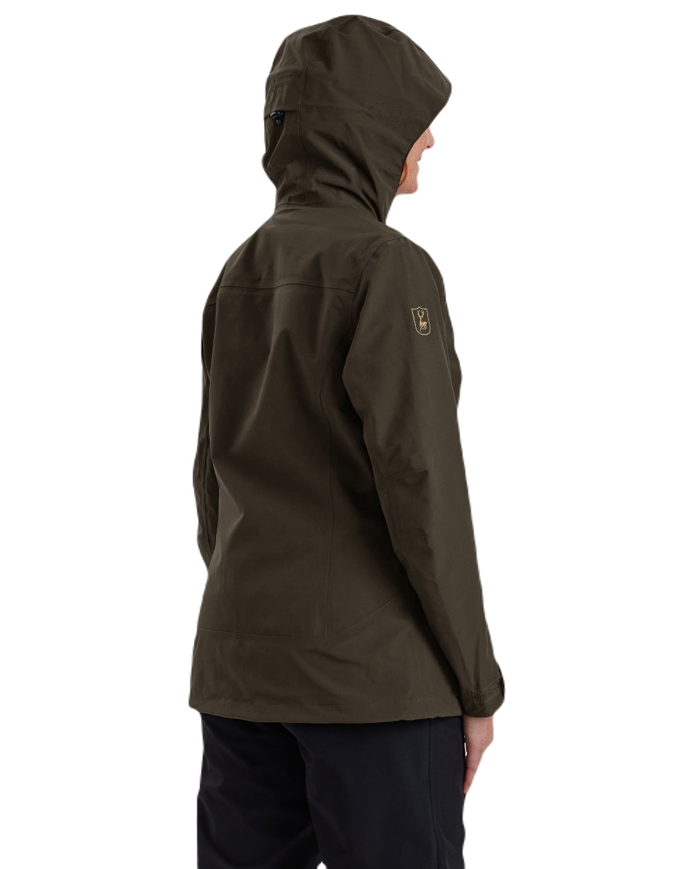 Fallen Leaf coloured Deerhunter Lady Sarek Shell Jacket with Hood on white background #colour_fallen-leaf