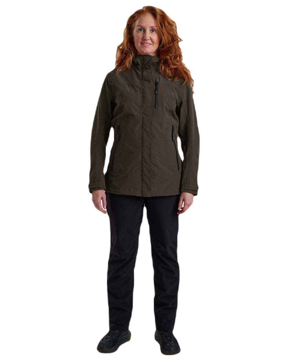 Fallen Leaf coloured Deerhunter Lady Sarek Shell Jacket with Hood on white background #colour_fallen-leaf