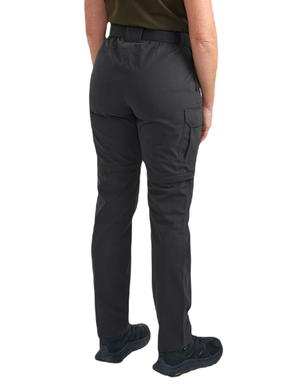 Black Ink coloured Deerhunter Lady Slogen Zip-Off Trousers on white background #colour_black-ink