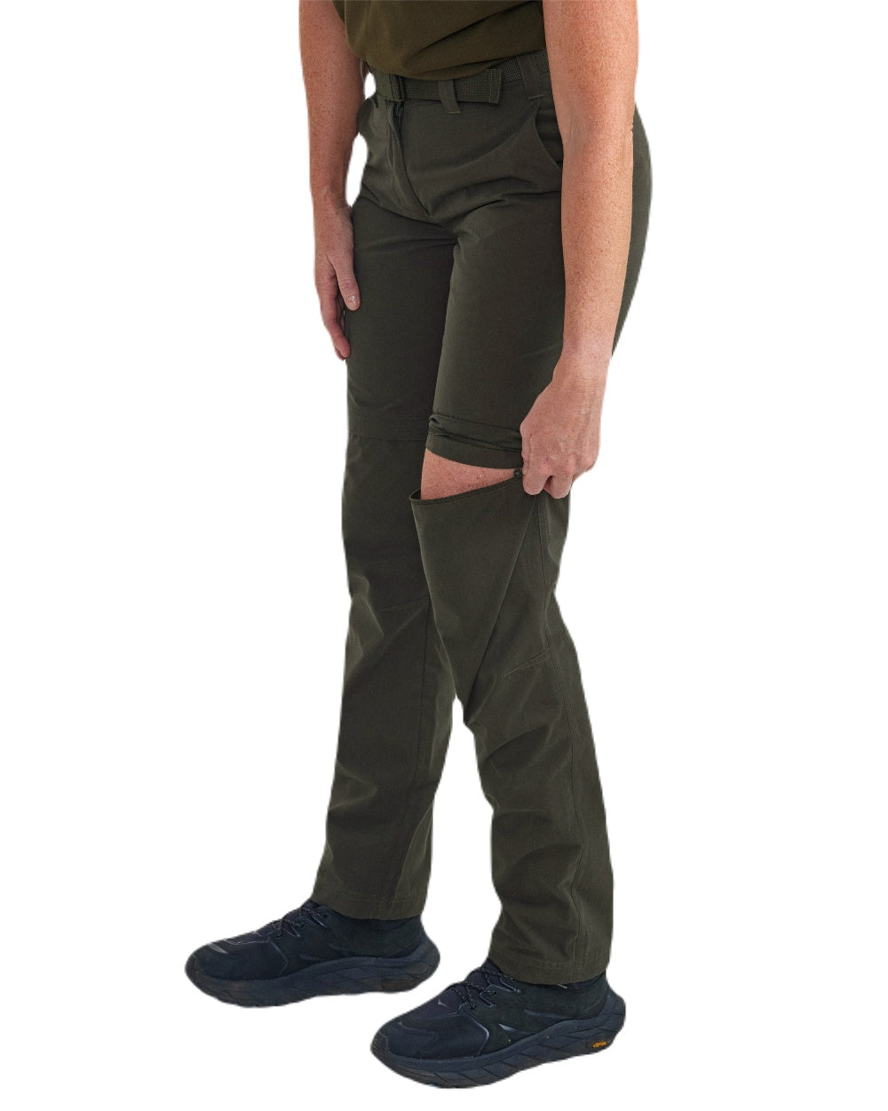 Timber coloured Deerhunter Lady Slogen Zip-Off Trousers on white background #colour_timber