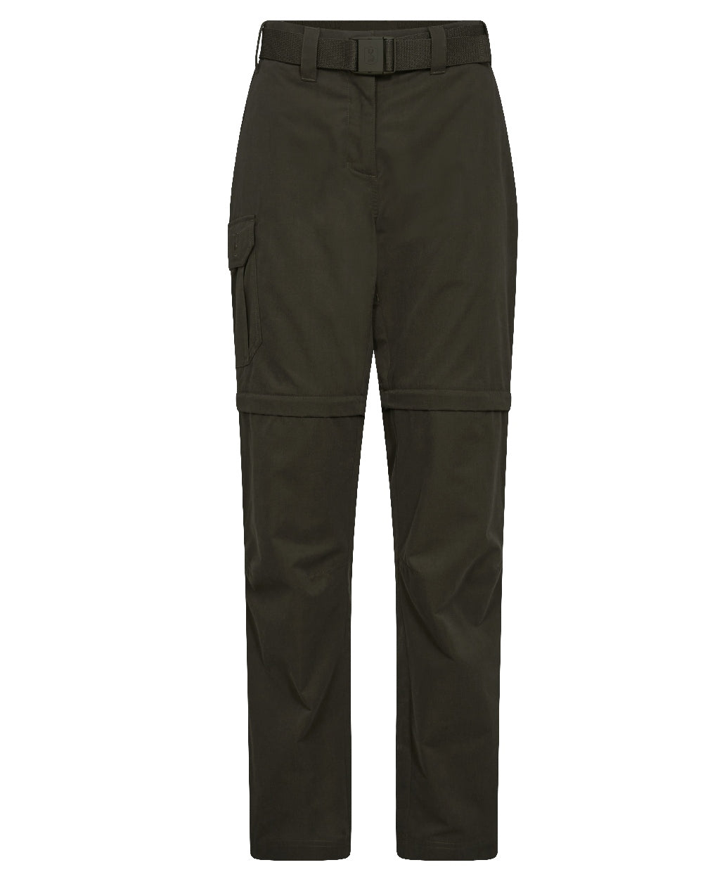 Timber coloured Deerhunter Lady Slogen Zip-Off Trousers on white background #colour_timber