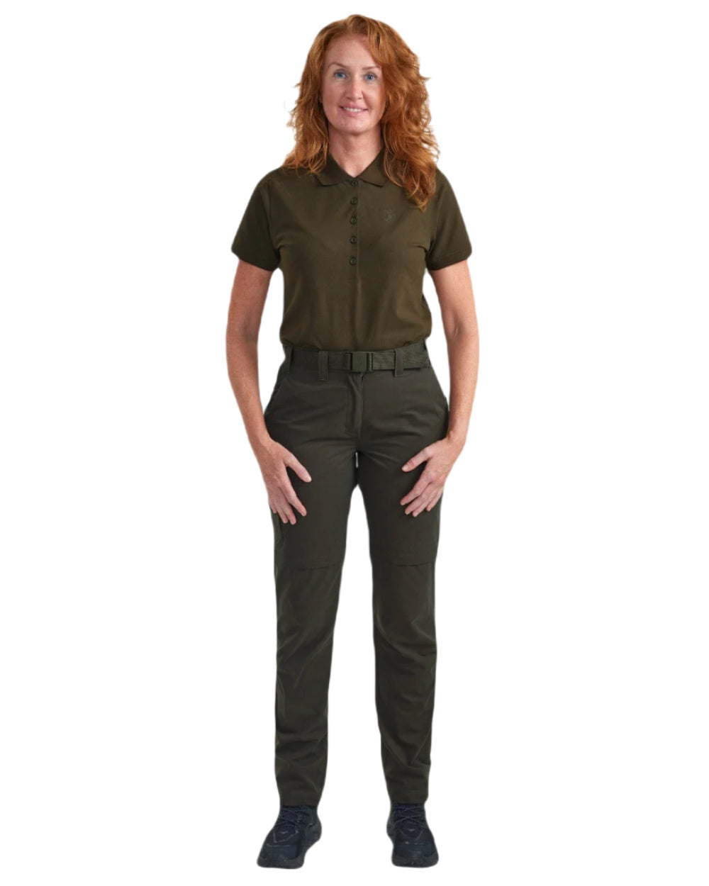 Timber coloured Deerhunter Lady Slogen Zip-Off Trousers on white background #colour_timber