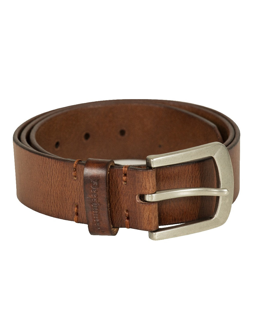 Cognac Brown coloured Deerhunter Leather Belt on tree background #colour_cognac-brown