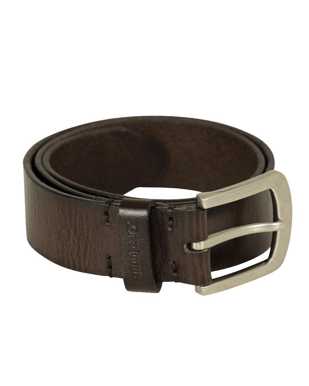Dark Brown coloured Deerhunter Leather Belt on white background #colour_dark-brown