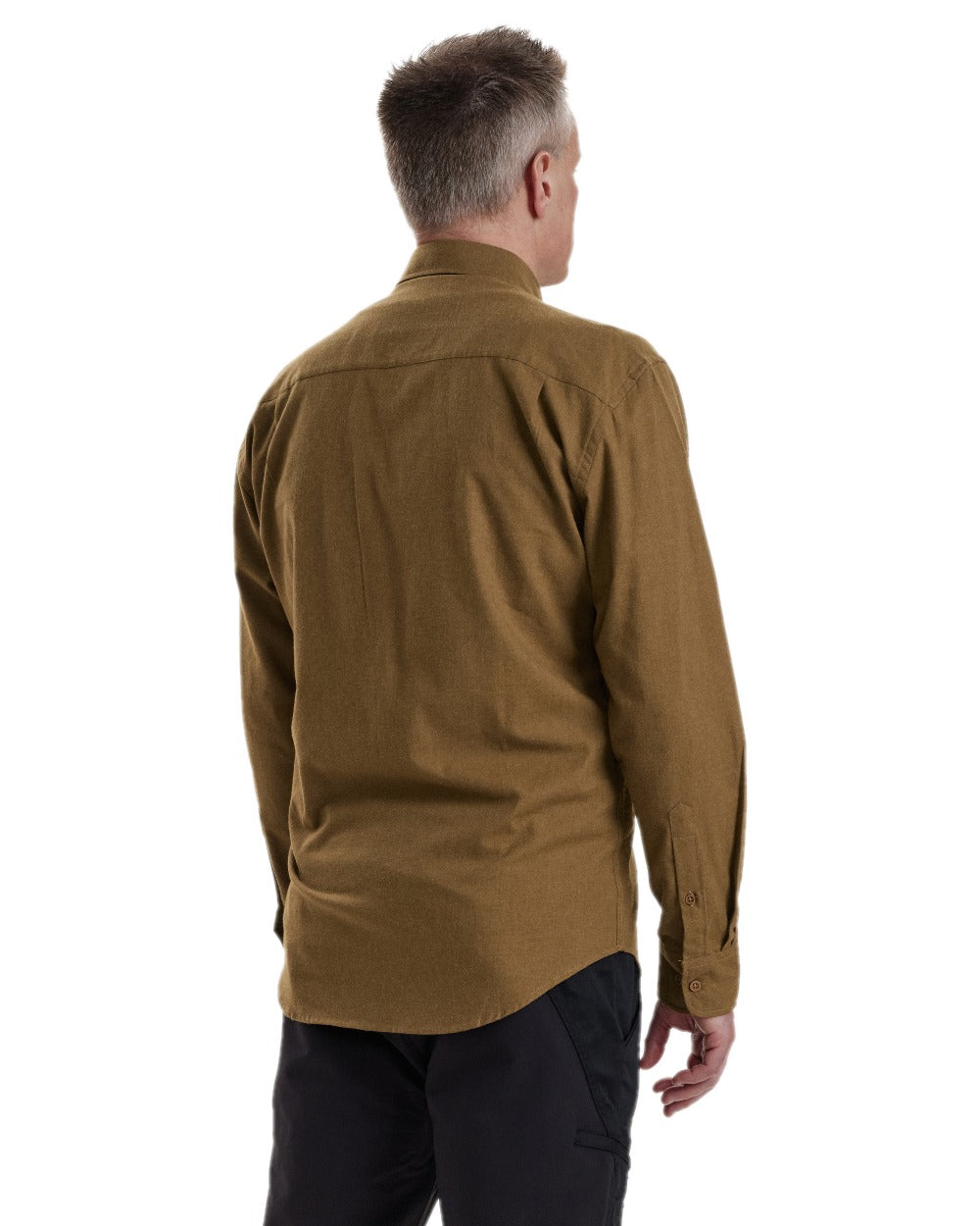 Ocher Brown coloured Deerhunter Liam Cotton Shirt on white background #colour_ocher-brown