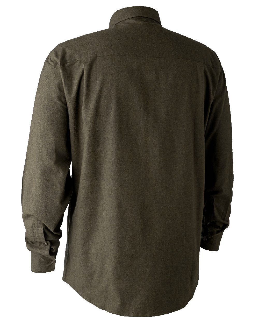 Tarmac Green coloured Deerhunter Liam Cotton Shirt on white background #colour_tarmac-green