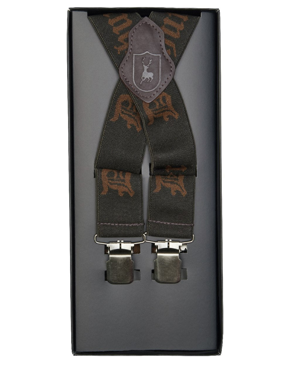 Art Green coloured Deerhunter Logo Braces with Clips on white background #colour_art-green