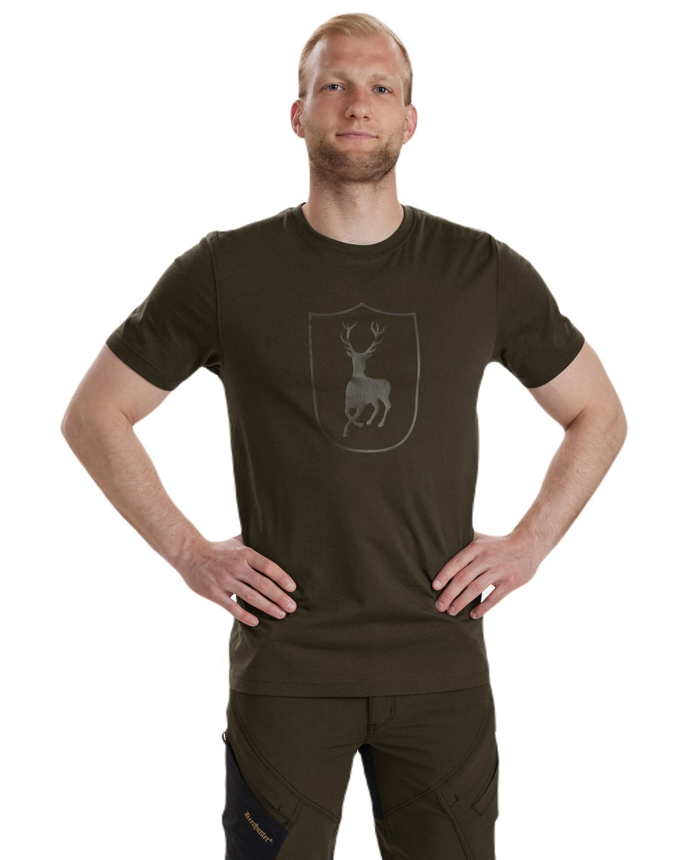 Fallen Leaf coloured Deerhunter Logo T-Shirt on white background #colour_fallen-leaf