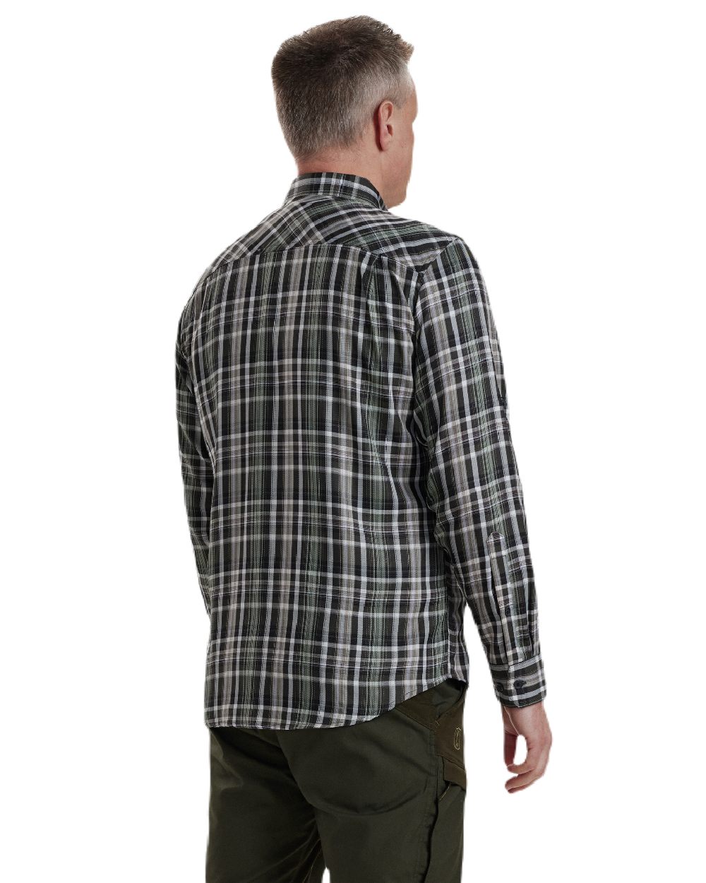 Green Check coloured Deerhunter Mateo Shirt on white background #colour_green-check