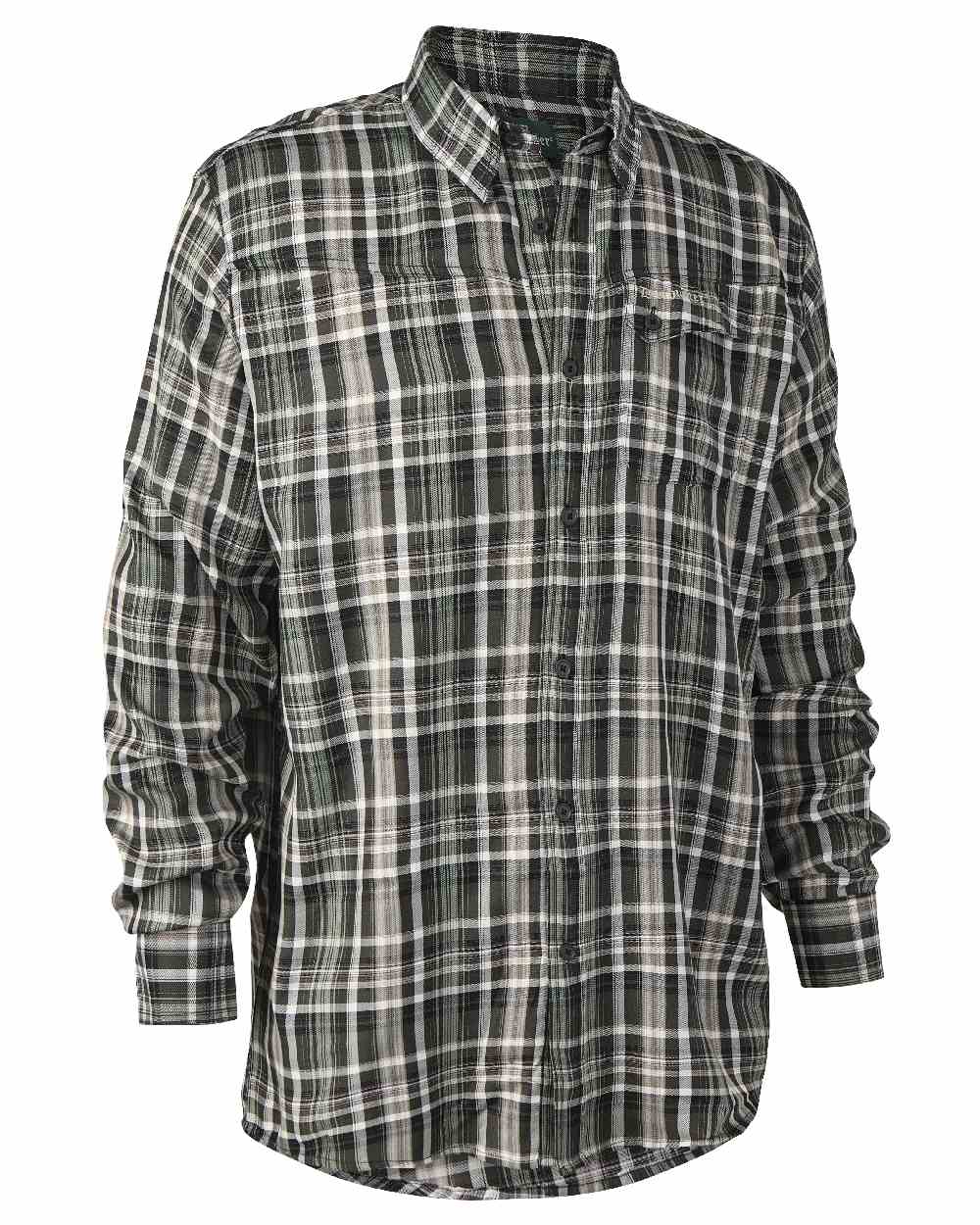 Green Check coloured Deerhunter Mateo Shirt on white background #colour_green-check