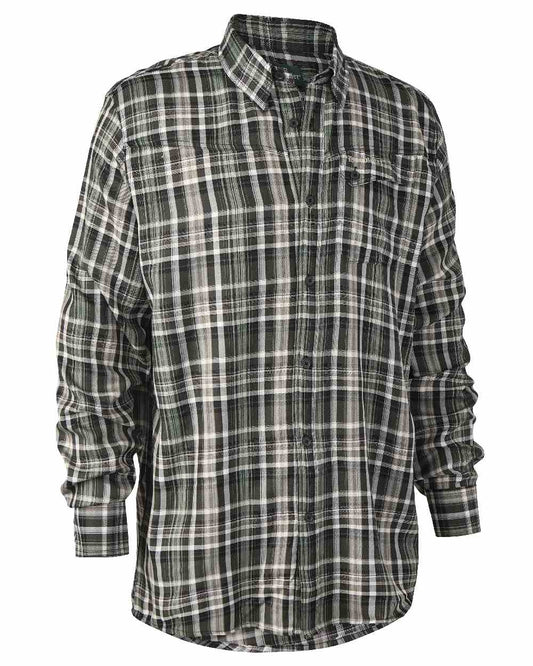 Green Check coloured Deerhunter Mateo Shirt on white background #colour_green-check