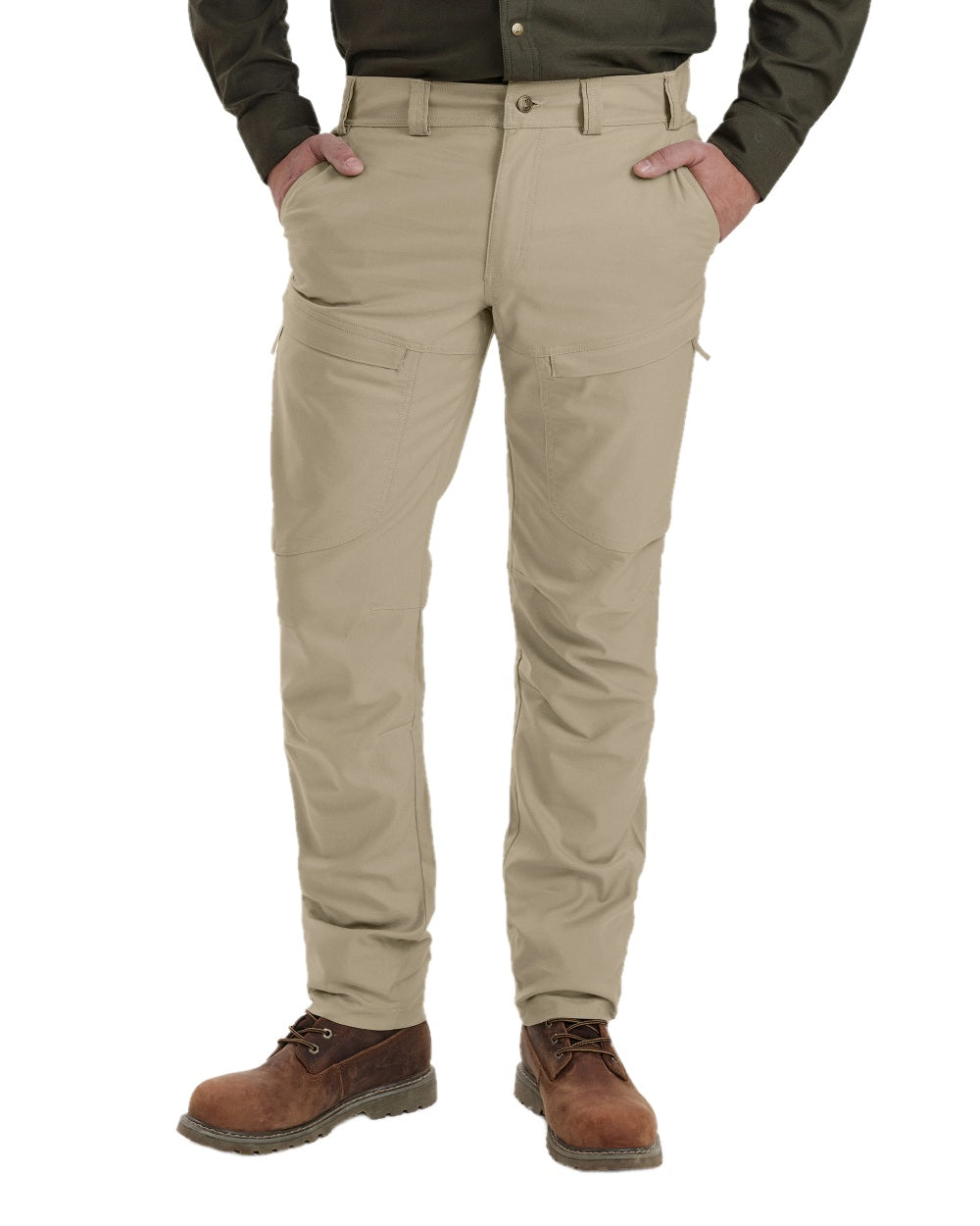Beige coloured Deerhunter Matobo Trousers on white background #colour_beige