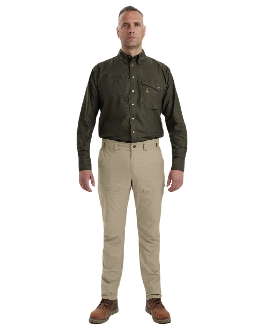 Beige coloured Deerhunter Matobo Trousers on white background #colour_beige