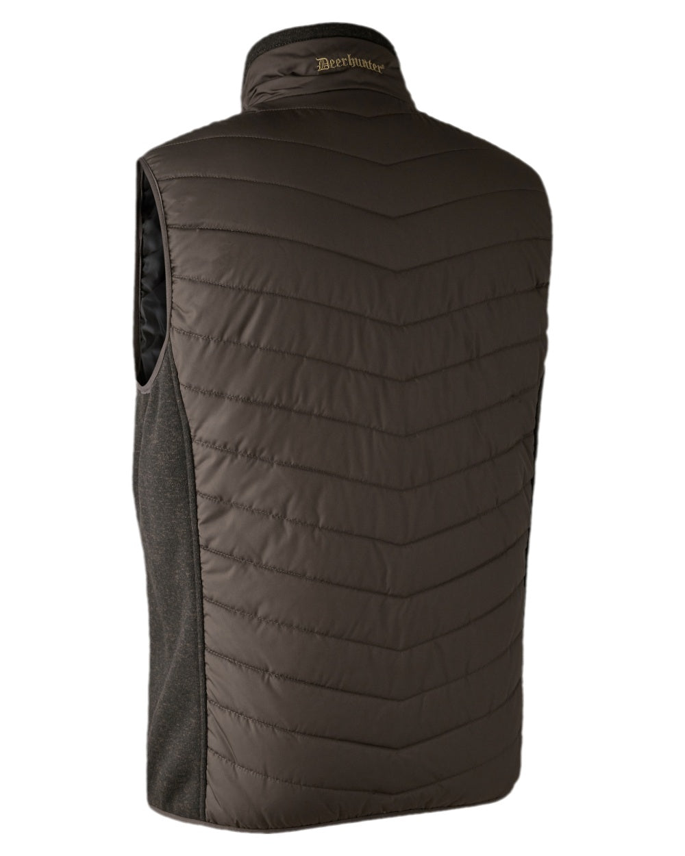Brown Leaf Coloured Deerhunter Moor Padded Waistcoat with Knit on white background #colour_brown-leaf