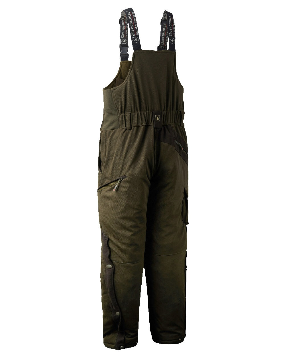 Art Green coloured Deerhunter Muflon Bib Trousers on white background #colour_art-green