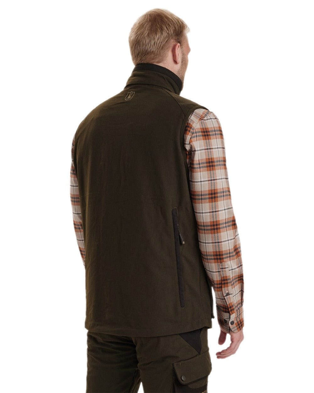 Wood Coloured Deerhunter Muflon Extreme Waterproof Waistcoat on white background #colour_wood