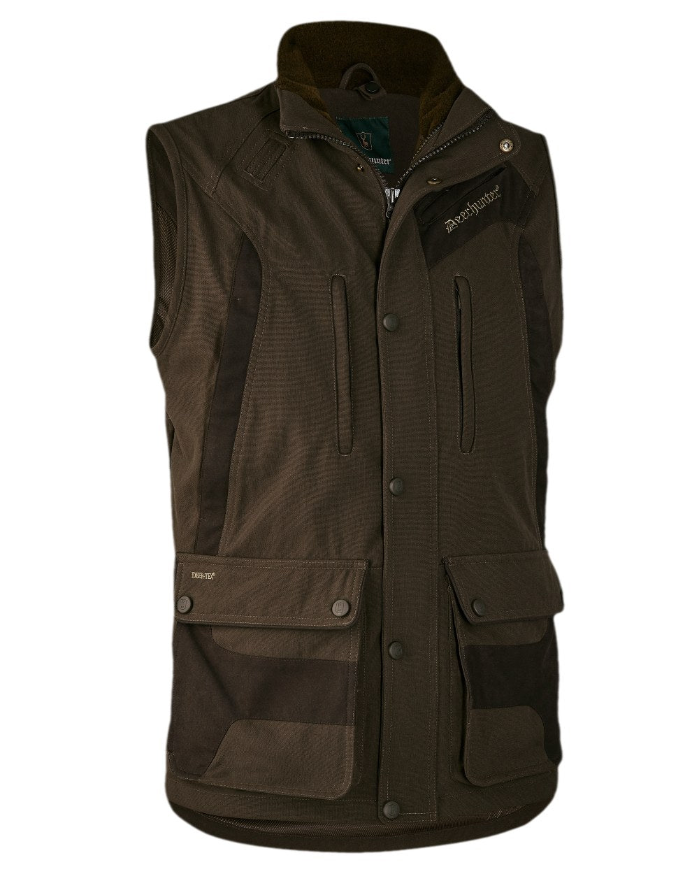 Wood Coloured Deerhunter Muflon Extreme Waterproof Waistcoat on white background #colour_wood