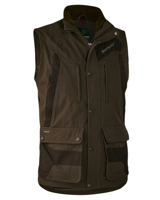 Wood Coloured Deerhunter Muflon Extreme Waterproof Waistcoat on white background #colour_wood