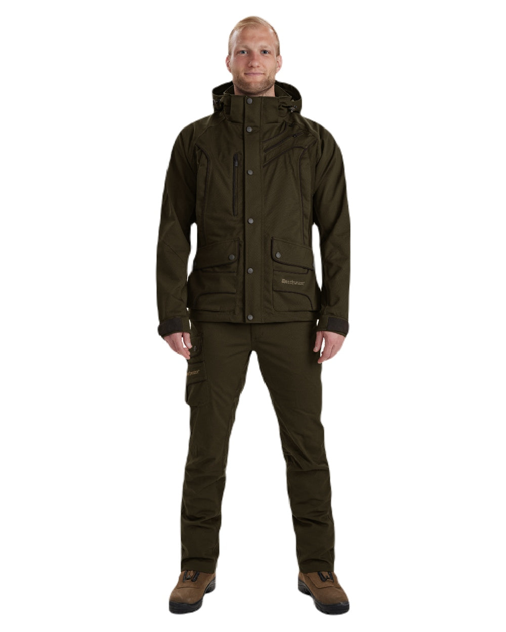 Art Green coloured Deerhunter Muflon Light Jacket on white background #colour_art-green