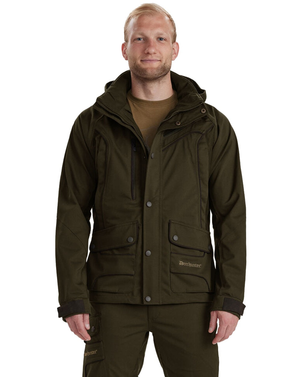 Art Green coloured Deerhunter Muflon Light Jacket on white background #colour_art-green