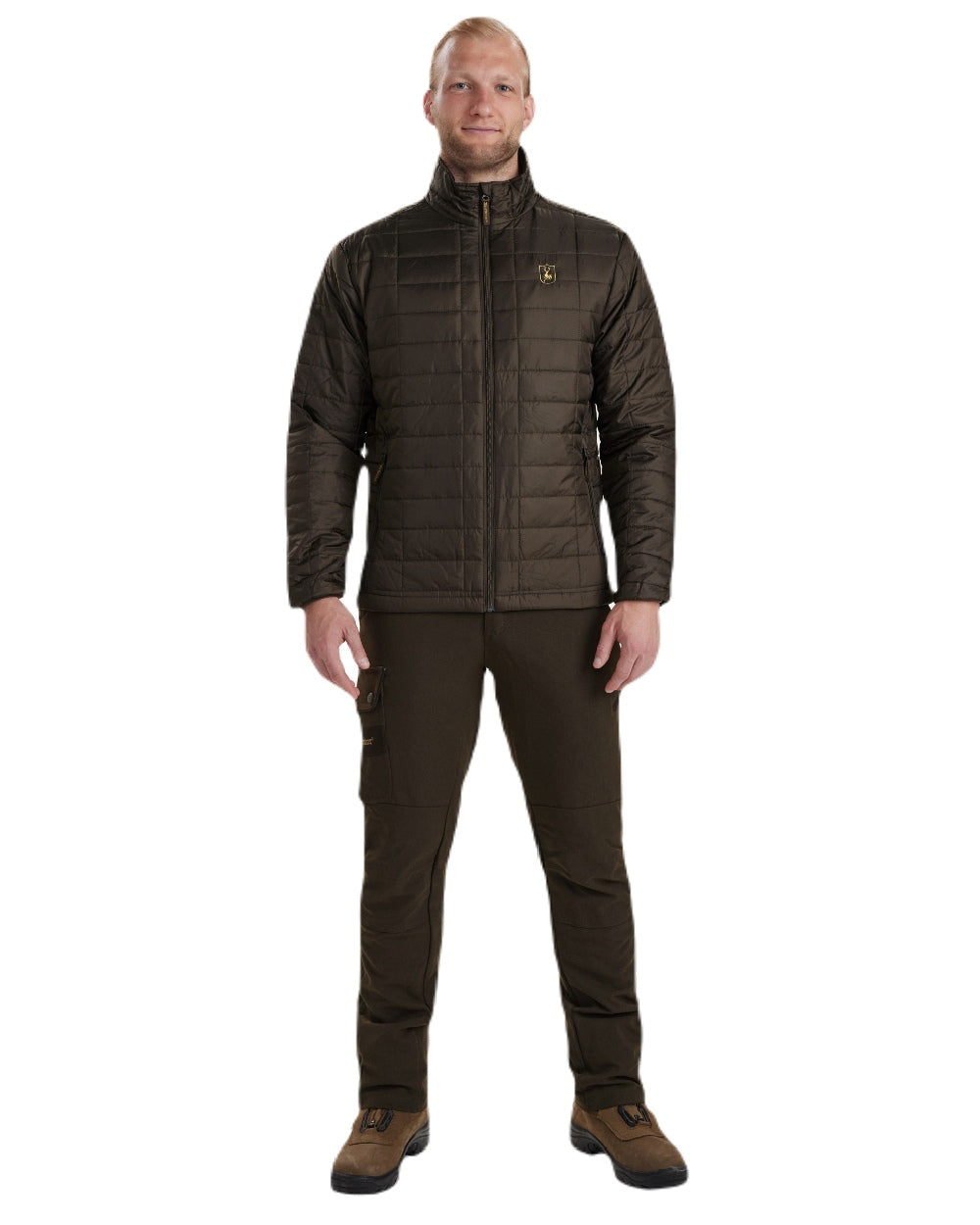 Wood coloured Deerhunter Muflon Packable Jacket on white background #colour_wood
