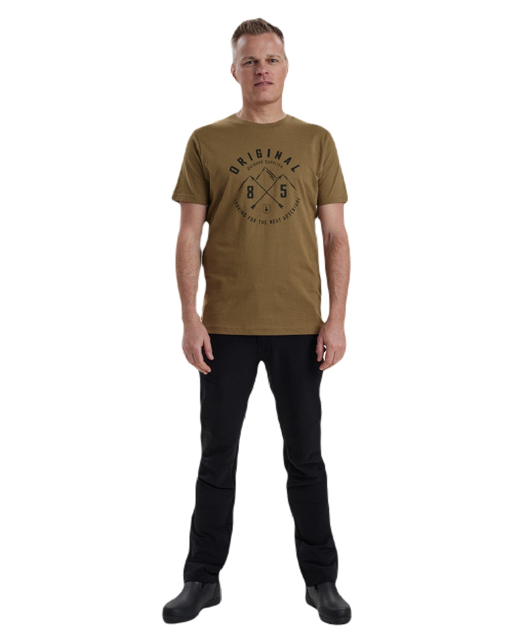 Butternut coloured Deerhunter Nolan T-Shirt on white background #colour_butternut