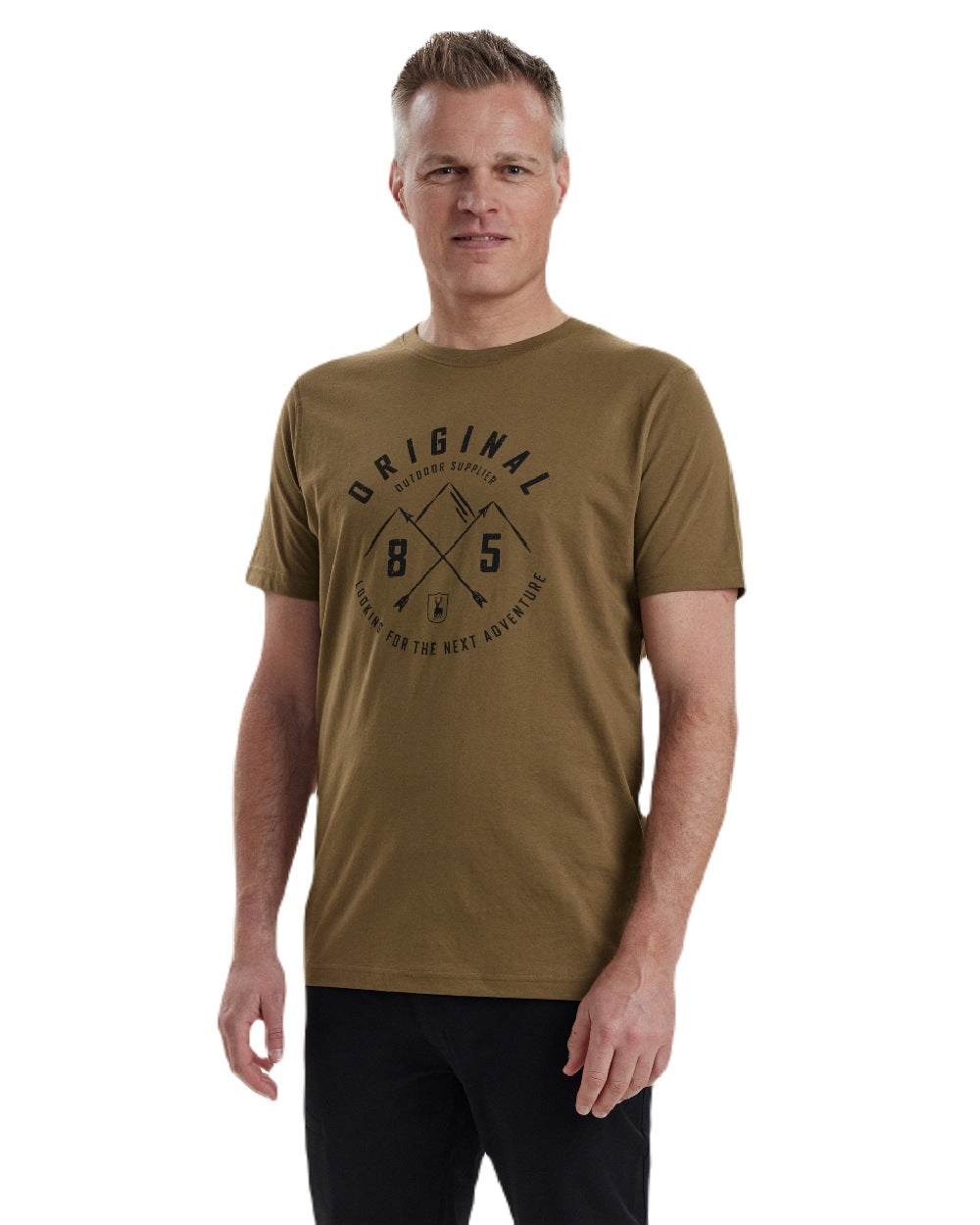Butternut coloured Deerhunter Nolan T-Shirt on white background #colour_butternut