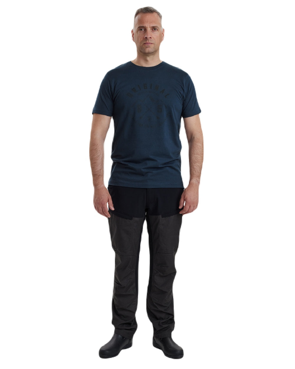 Dark Blue coloured Deerhunter Nolan T-Shirt on white background #colour_dark-blue