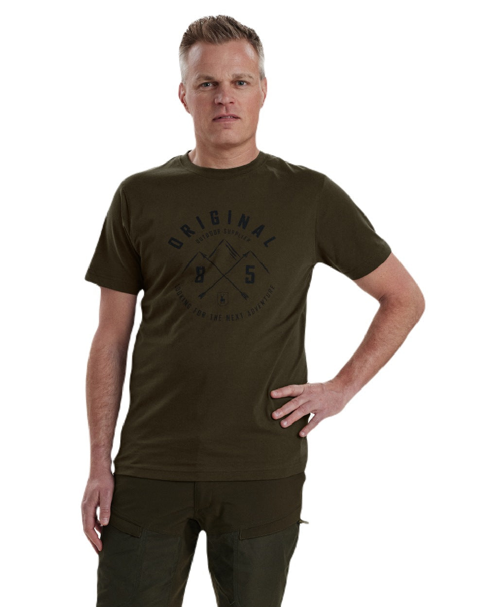 Deep Green coloured Deerhunter Nolan T-Shirt on white background #colour_deep-green