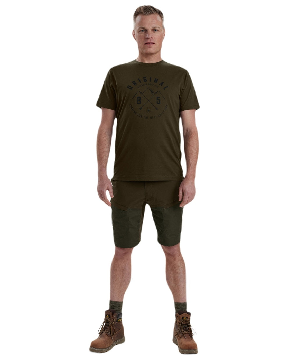Deep Green coloured Deerhunter Nolan T-Shirt on white background #colour_deep-green