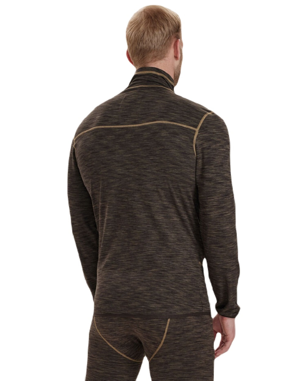 Brown Melange coloured Deerhunter Norden Fleece Jacket on white background #colour_brown-melange