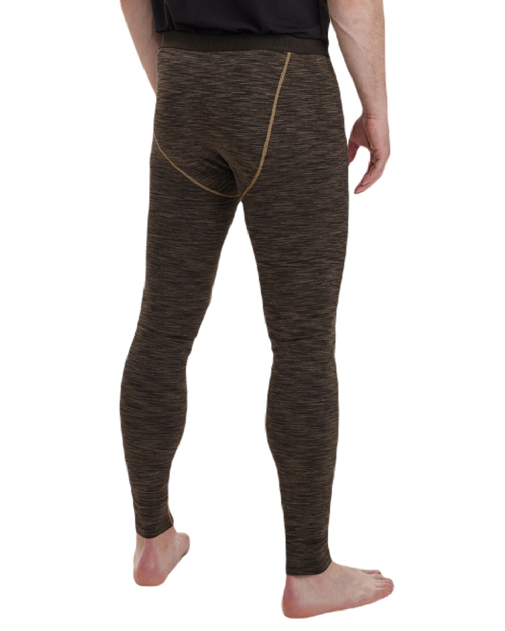 Brown Melange coloured Deerhunter Norden Insulated Long Johns on white background #colour_brown-melange