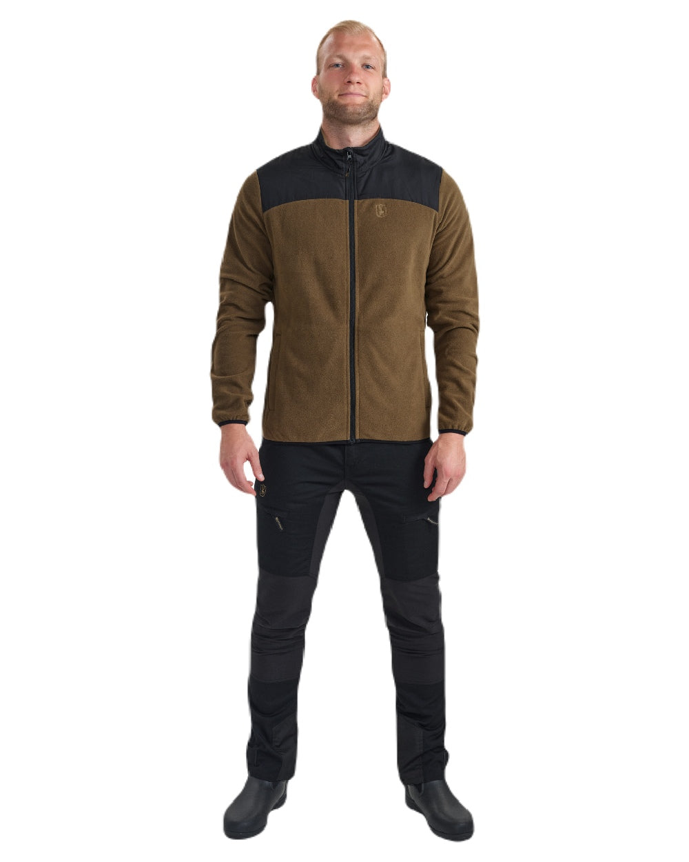 Hickory coloured Deerhunter Northward Fleece Jacket on white background #colour_hickory
