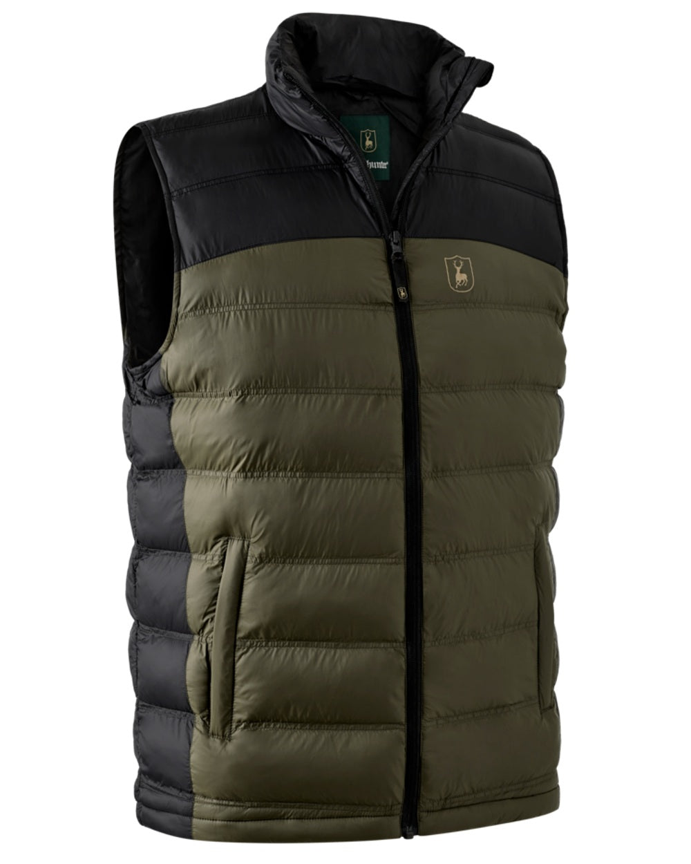 Rifle Green coloured Deerhunter Northward Padded Waistcoat on white background #colour_rifle-green