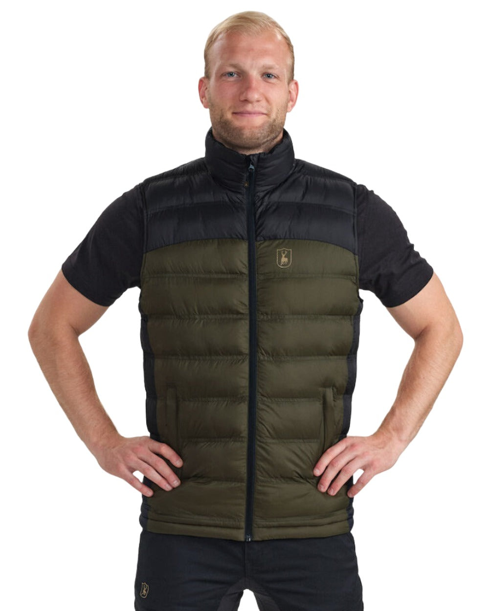 Rifle Green coloured Deerhunter Northward Padded Waistcoat on white background #colour_rifle-green