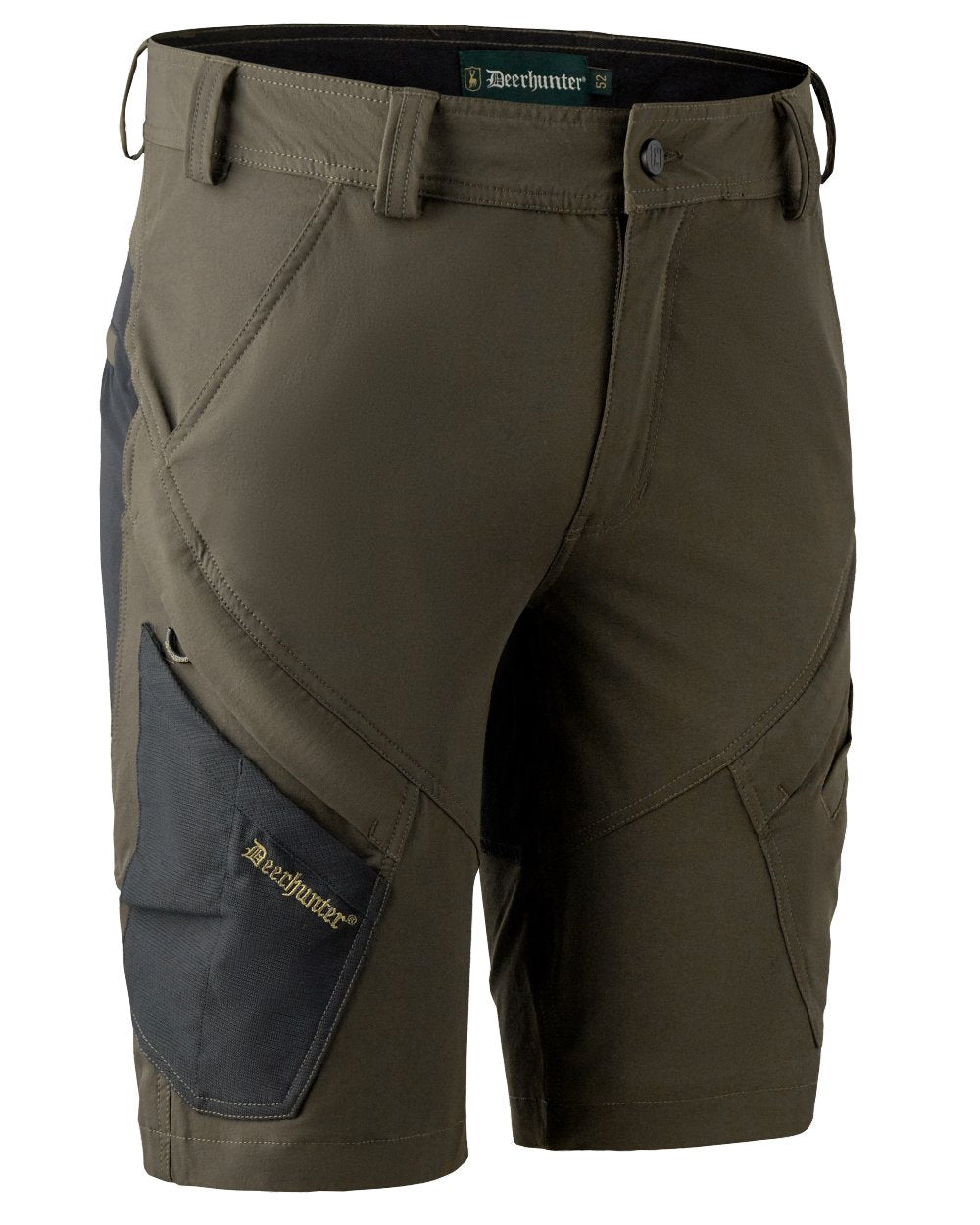 Bark Green coloured Deerhunter Northward Shorts on white background #colour_bark-green