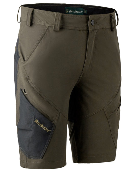 Bark Green coloured Deerhunter Northward Shorts on white background #colour_bark-green