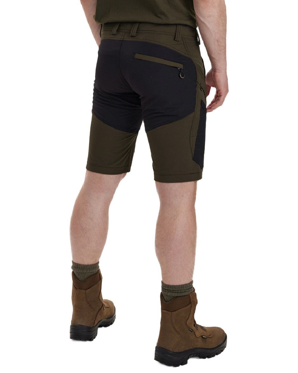 Bark Green coloured Deerhunter Northward Shorts on white background #colour_bark-green