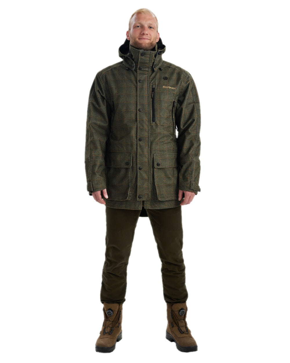 Turf Coloured Deerhunter PRO Gamekeeper Jacket on white background #colour_turf
